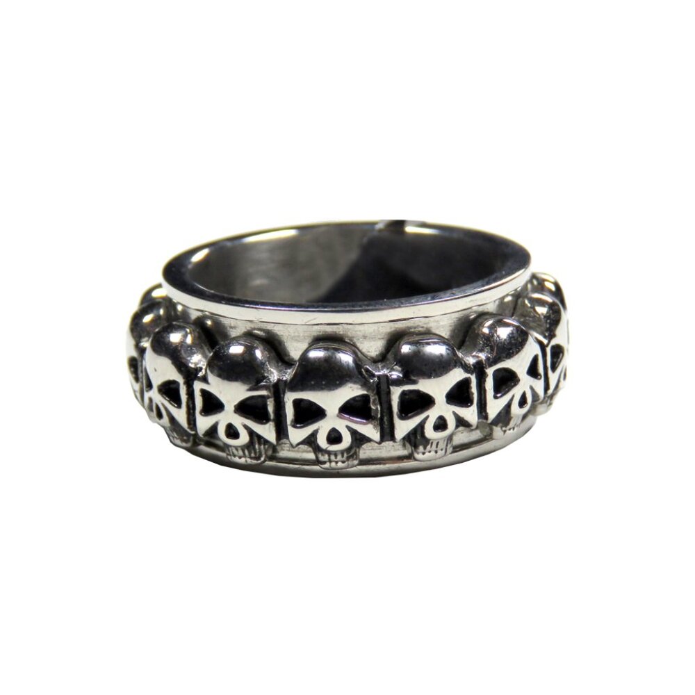 Inox Men's Stainless Steel Skull Spinner Ring